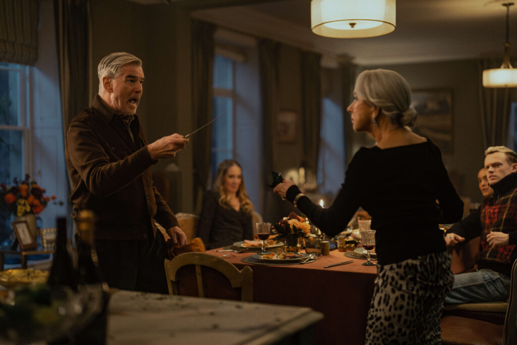 Pierce Brosnan as Conrad Harrigan & Helen Mirren as Maeve Harrigan in MobLand