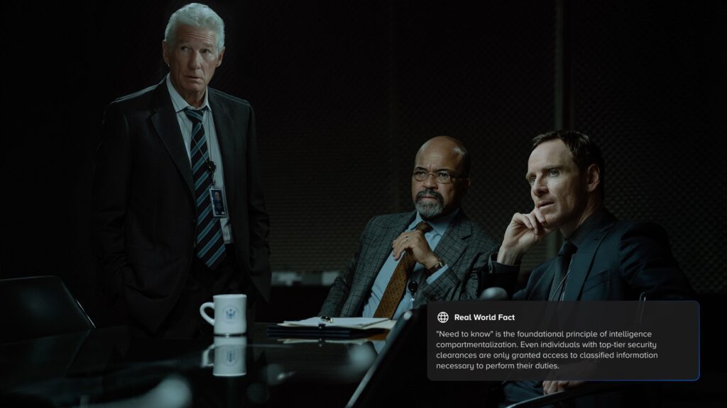 The Inside Peak feature on Roku. A scene from The Agency is depicted.