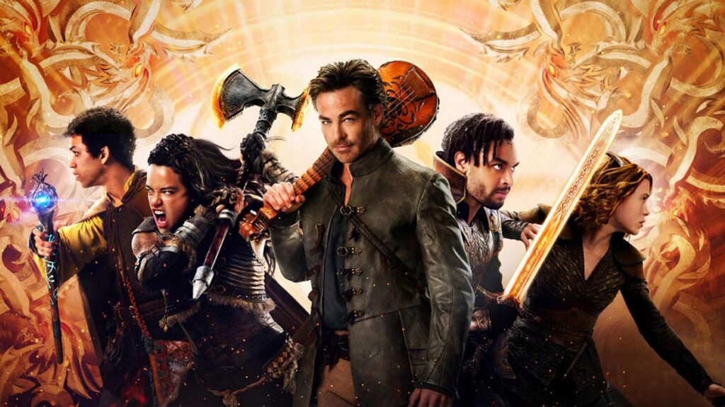 Chris Pine, Hugh Grant, Michelle Rodriguez, Rege Jean Page, Justice Smith, and Sophia Lillis star in Dungeons and Dragons Honor Among Thieves