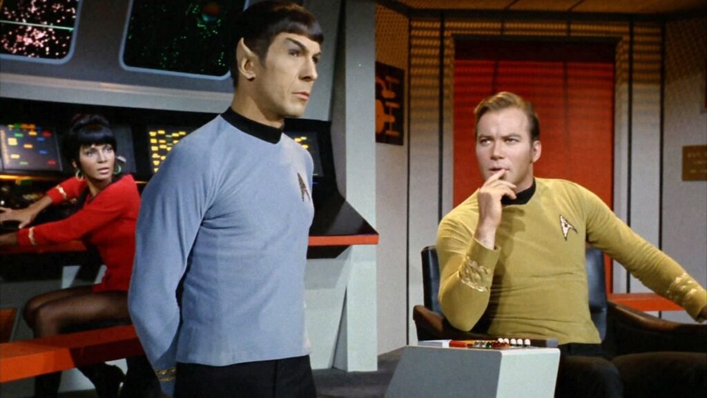 Leonard Nimoy as Spock and William Shatner as Capt James Kirk in Star Trek the original series