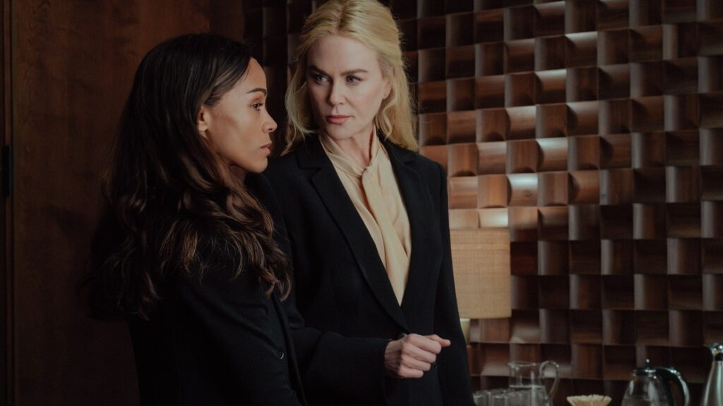 From left: Zoe Saldaña as Joe, Nicole Kidman as Kaitlyn in Lioness Season 3.