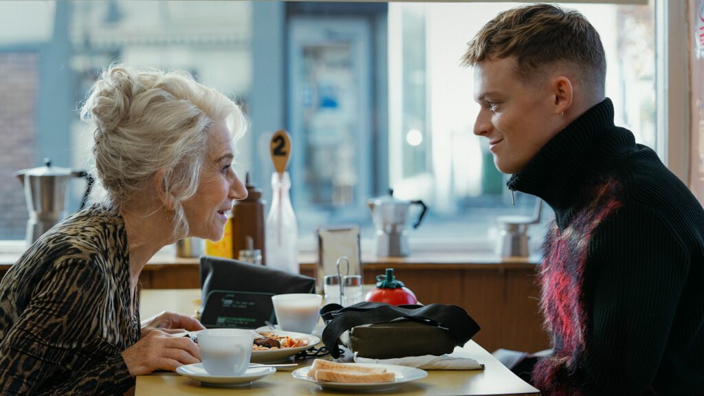 Maeve Harrigan (Helen Mirren) and fellow schemer Eddie Harrigan (Anson Boon) do what they do best in MobLand.
