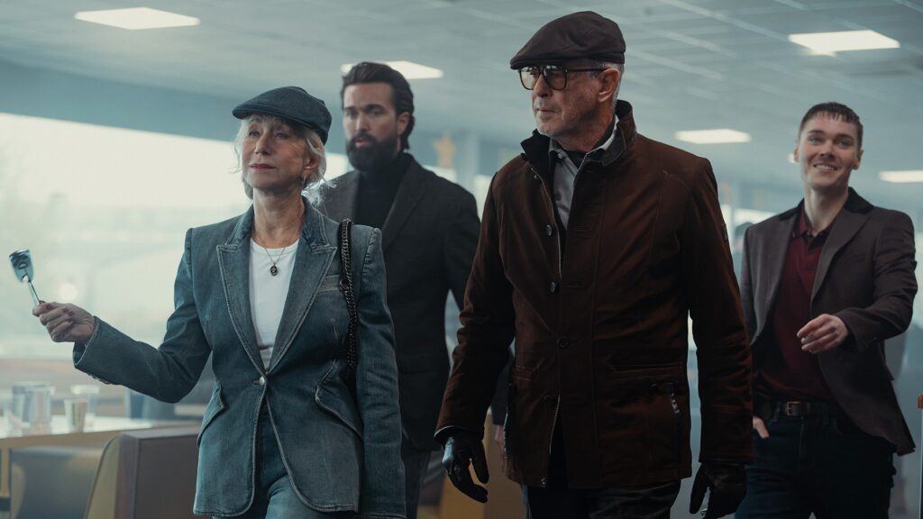 Helen Mirren and Pierce Brosnan as Maeve and Conrad Harrigan in MobLand