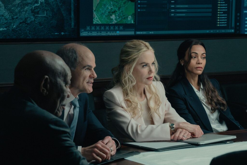 Zoe Saldaña as Joe McNamara, Nicole Kidman as Kaitlyn Meade, Michael Kelly as Byron Westfield, Morgan Freeman as Edwin Mullins
