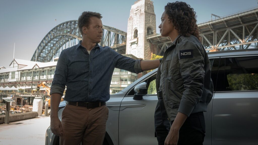 Todd Lasance as AFP Sergeant Jim “JD” Dempsey and
Olivia Swan as NCIS Special Agent Michelle Mackey in NCIS: Sydney